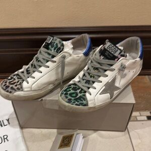 White Sneakers with Multicolor Animal Print Accents